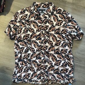 Tommy Hilfiger Black and Orange Casual Button Down Shirt